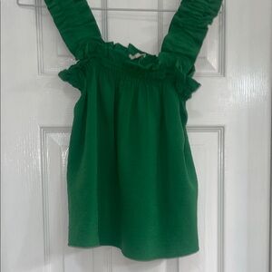 Copper Key Emerald Green Ruffle Strap Tank Top